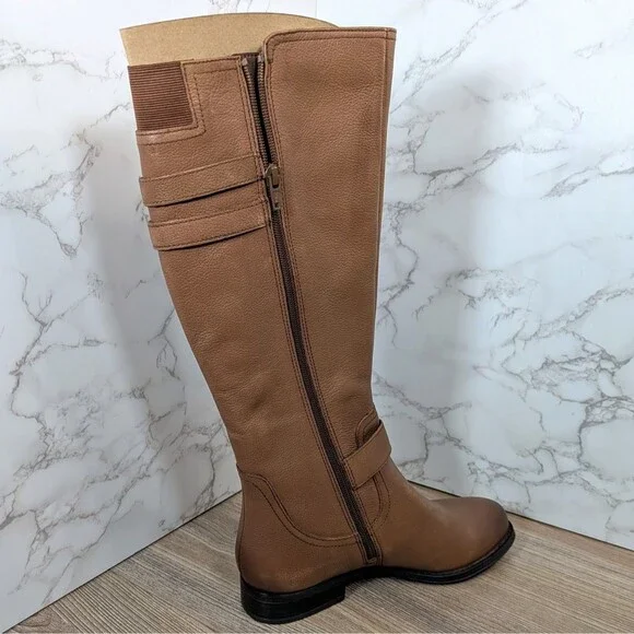 Women's Tan Leather Knee-High Boots - Picture 10 of 10